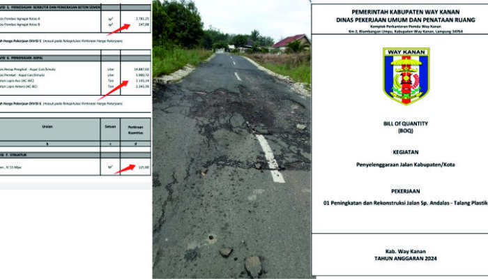 Aspal Rp17 Miliar Mengelupas! Pengawasan Dinas PUPR Way Kanan Lampung Dipertanyakan